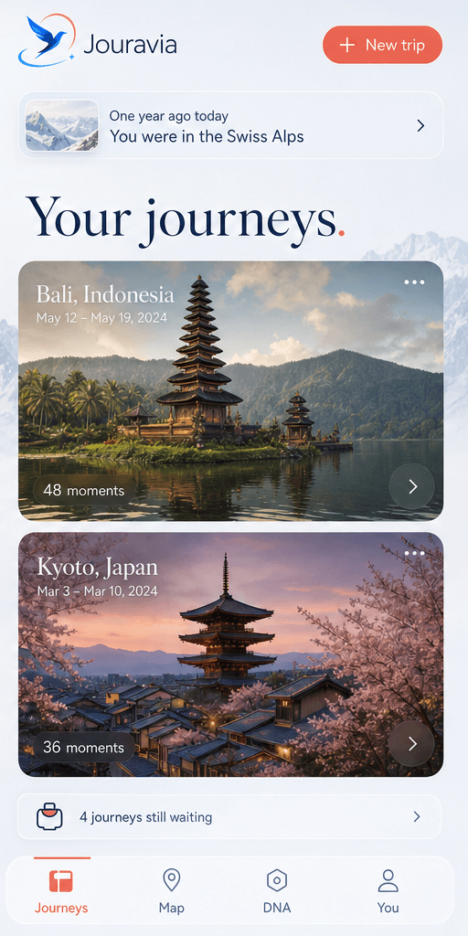 Jouravia journeys home screen